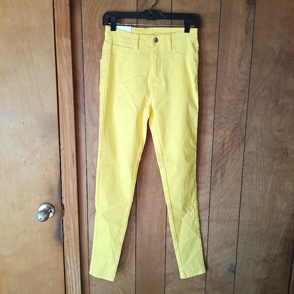Lover Brand Fashion Yellow High Waisted Skinny Pants Women’s Size L NWT